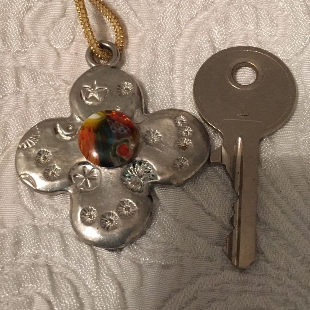 Millefiori Silver Pendant.  Large.